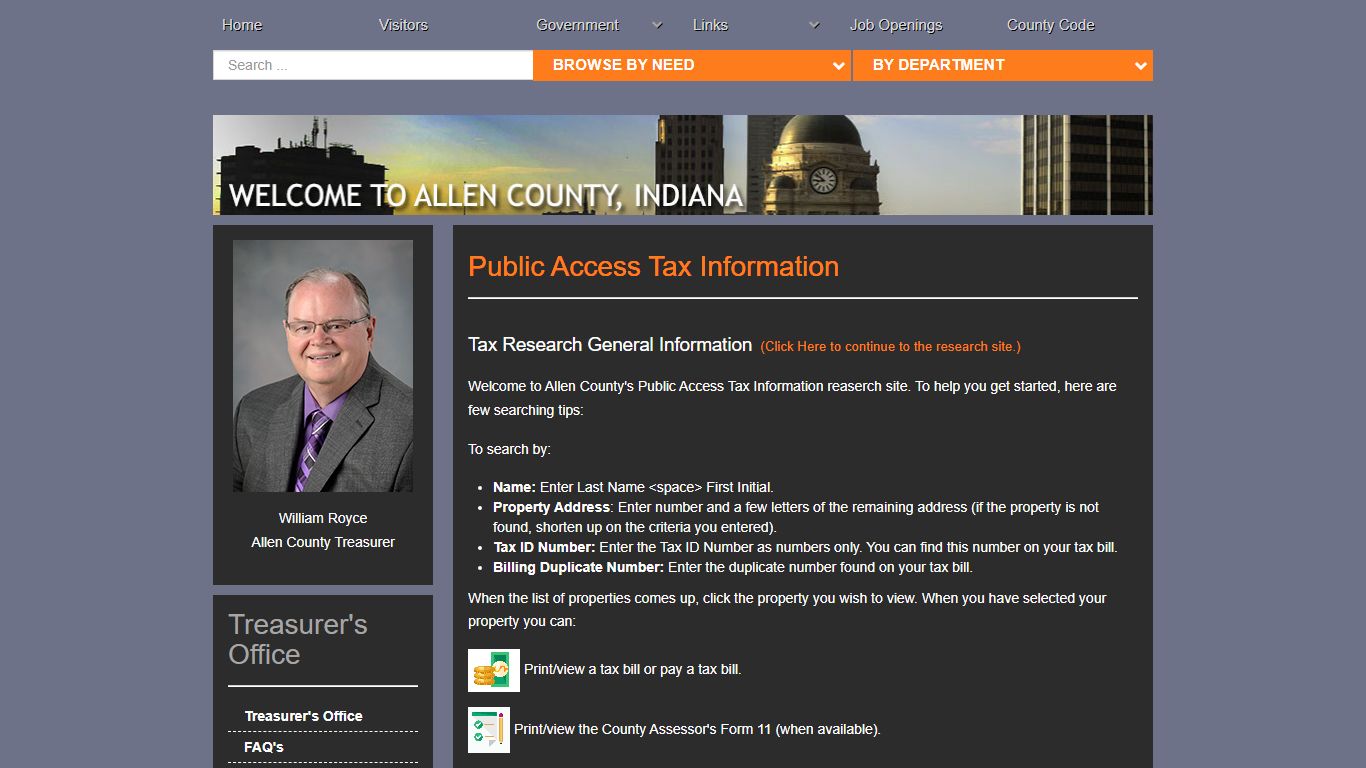 Public Access Tax Info - Allen County, Indiana